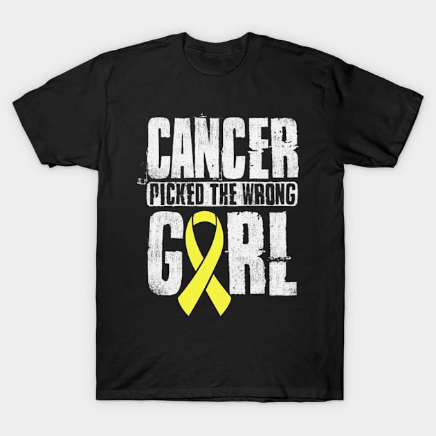 Cancer Picked The Wrong Girl Hydrocephalus Awareness Yellow Ribbon Warrior Hope T-Shirt by celsaclaudio506